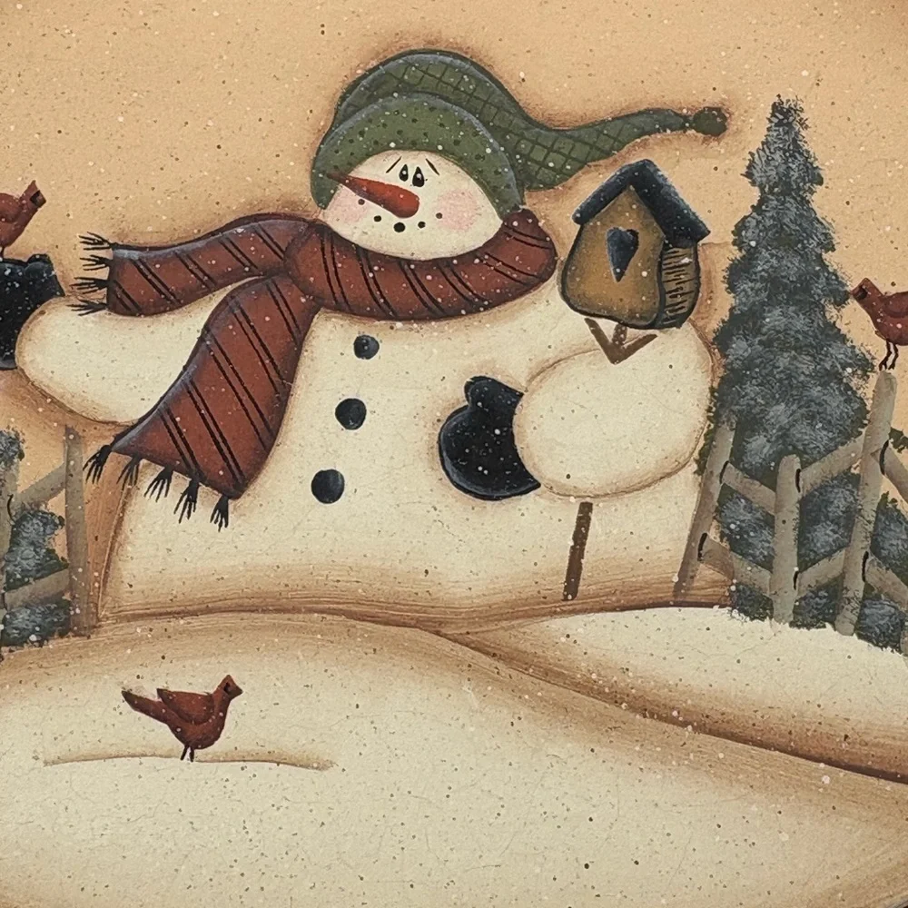 Vintage Snowman Decorative Woven Basket